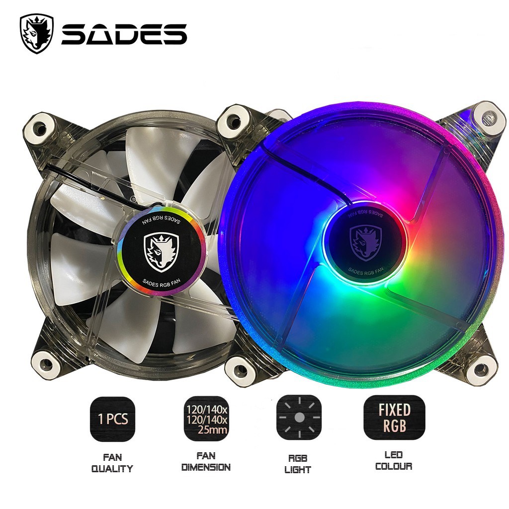 SADES Rainbow 120mm, RGB,Gaming Kasa Fanı (2’ li Set)