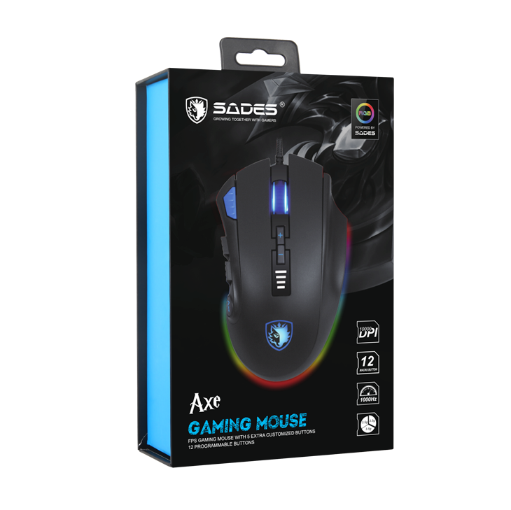 SADES S12 Axe, RGB, Gaming Mouse