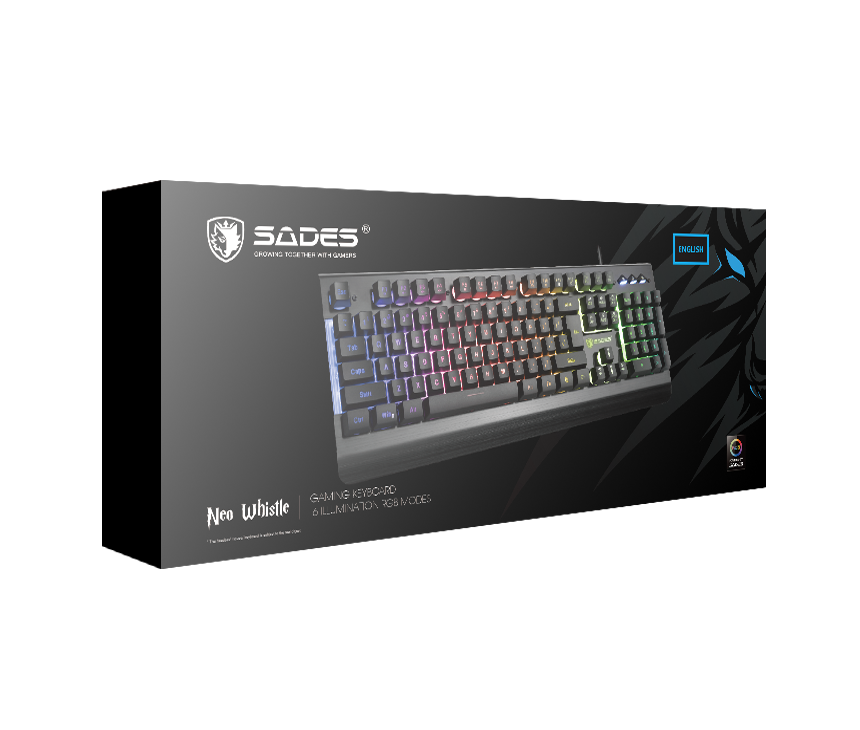 SADES Neo Whistle, Membrane, RGB, Gaming Klavye