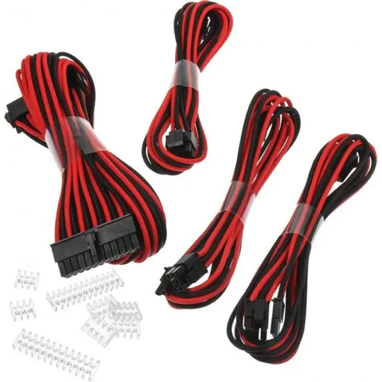 Phanteks Gaming Oyuncu Bilgisayar Extension Kablo Kiti_24P/8P/8V/8V, 500mm Length - Kırmızı/Siyah