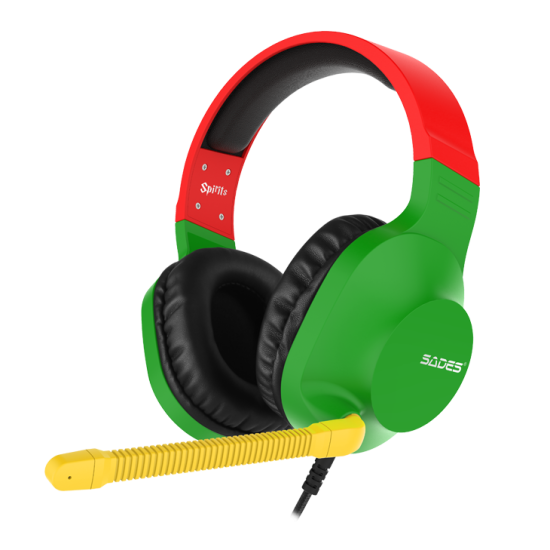 Bir Alana Bir Bedava, SADES SA-721 Spirits Mikrofonlu Kablolu Çok Platformlu Gaming Oyuncu Kulaklığı - Rasta (Yeşil/Kırmız/Sarı)