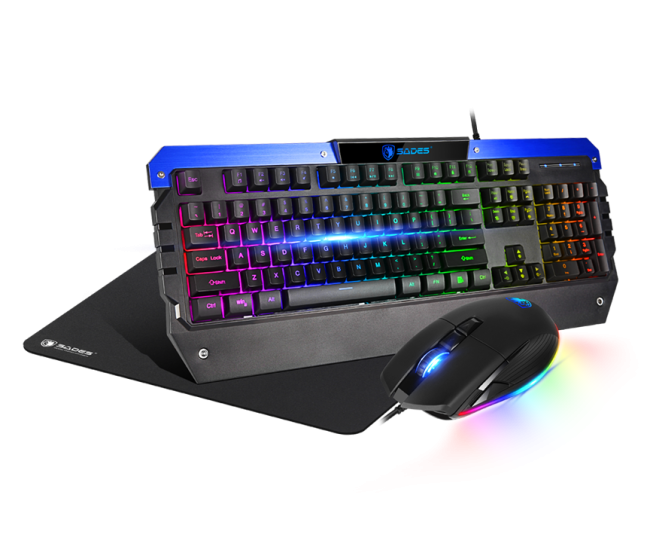 Bir Alana Bir Bedava, SADES SA-D10 Battle Ram RGB Klavye+Mouse+Mouse Pad Combo Gaming Oyuncu Seti - Siyah