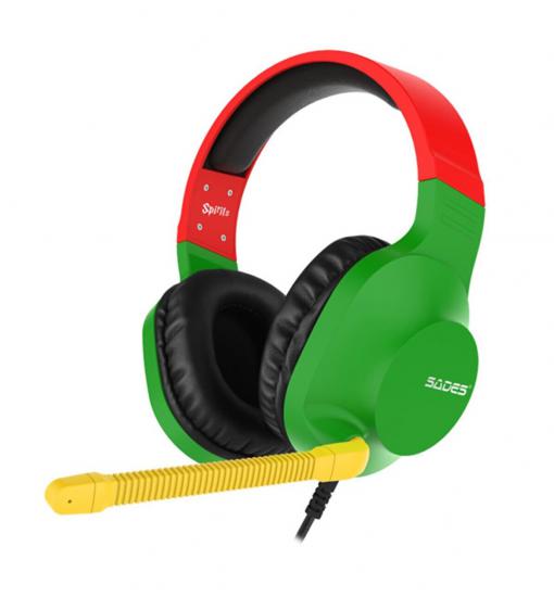 SADES SA-721 Spirits Mikrofonlu Kablolu Çok Platformlu Gaming Oyuncu Kulaklığı - Rasta (Yeşil/Kırmız/Sarı)